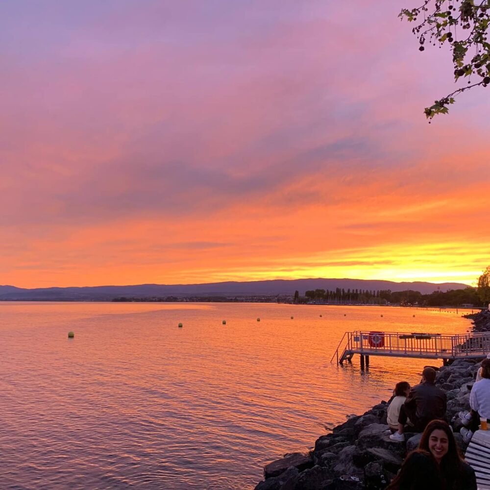 Coucher de soleil depuis la terrasse du Minimum